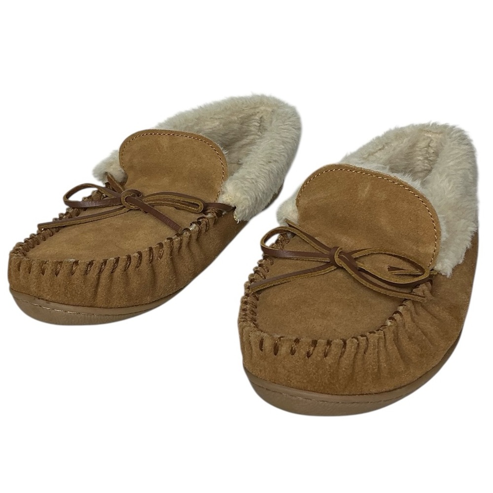 Minnetonka Women’s Leather Slippers Tan Sz 8